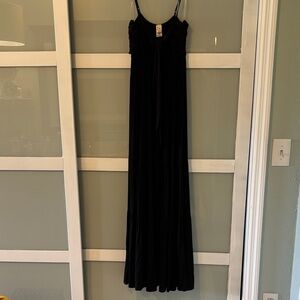7th Ray Black Sleeveless Maxi Dress with Adjustable Straps